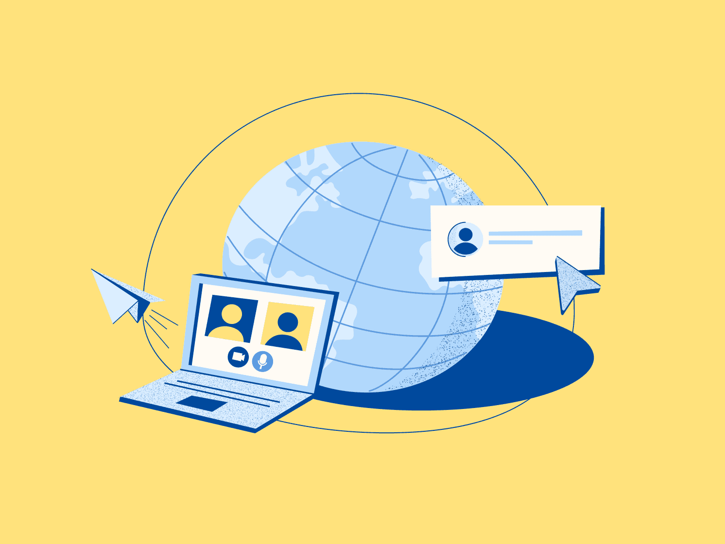 blog hero illustration globe videocall app