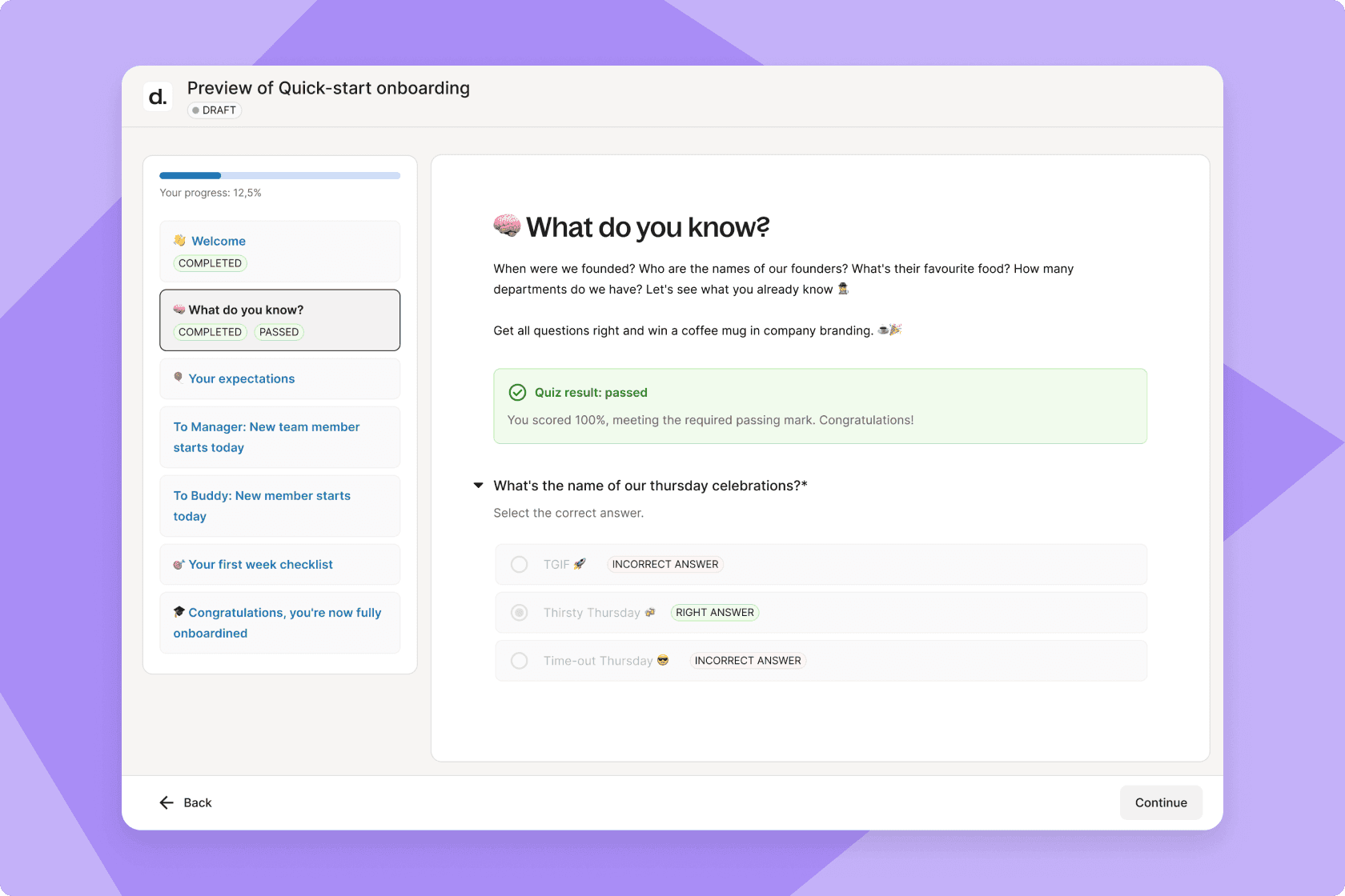Add quizzes to learning courses on Deel Engage
