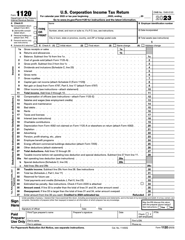 Guide to Form 1120: US Corporation Income Tax Return Filing