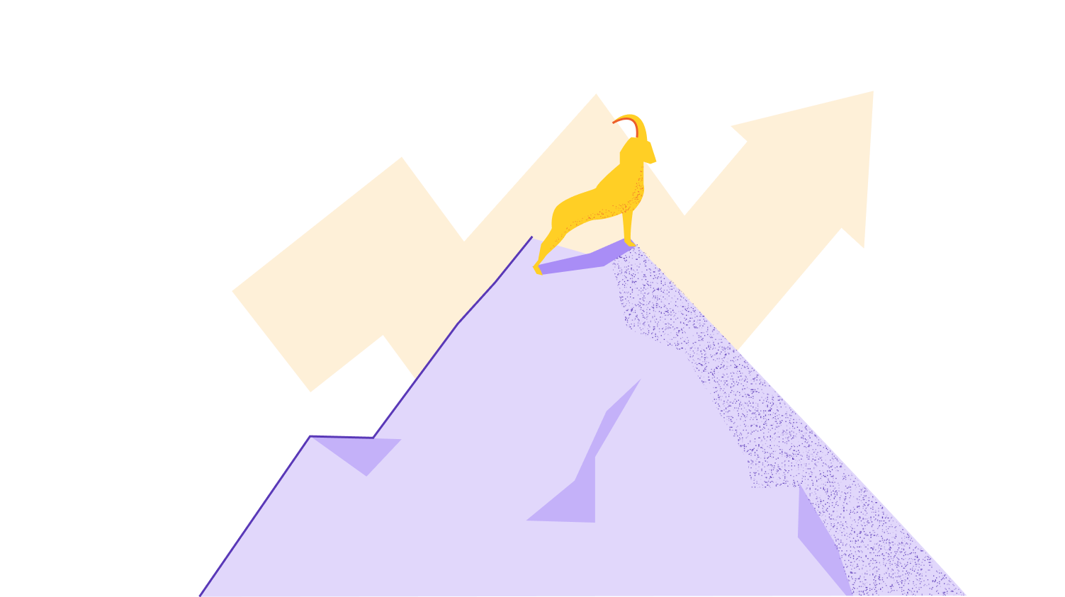 Ilustracion de cabra en cima de montaña para ilustra Cómo escalar una startup en EE.UU. con ayuda de Deel